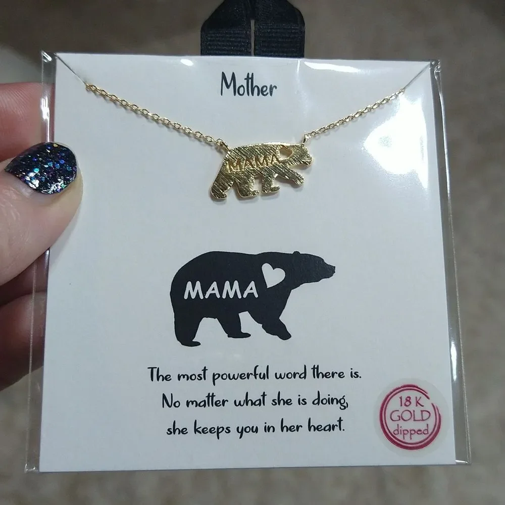 18K Gold Dipped Mama Bear Necklace - Picture 4 of 8